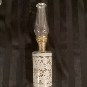 Elegant Glass Oil Lamp with Gold Accents